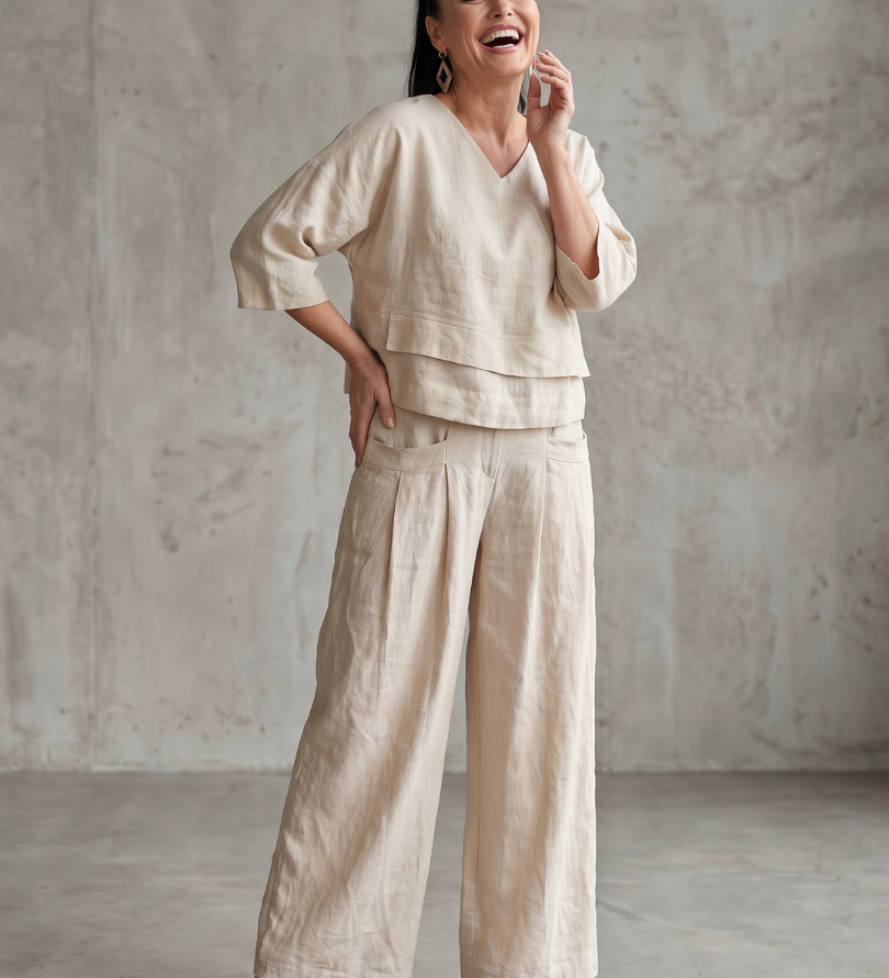 River™ | Conjunto de Top en Capas y Pantalón de Pierna Ancha
