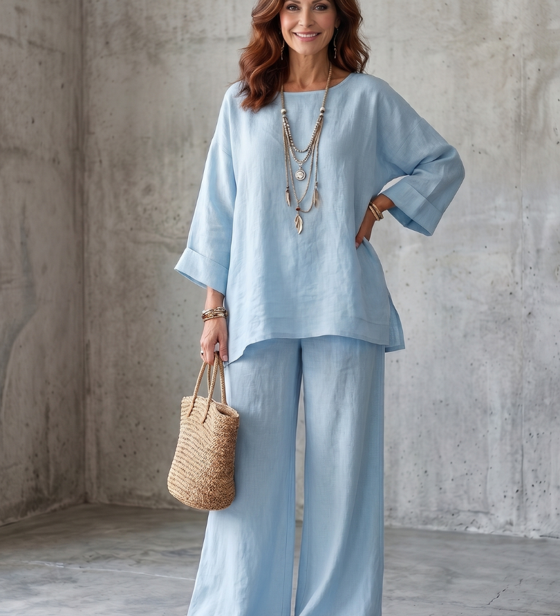 Prue™ | Conjunto de túnica holgada y pantalones de pierna ancha