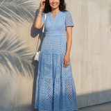 Brielle™ | Vestido midi en capas con escote en V y mangas cortas