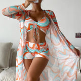 Gabriela™ | Conjunto de bikini de 3 piezas con estampado