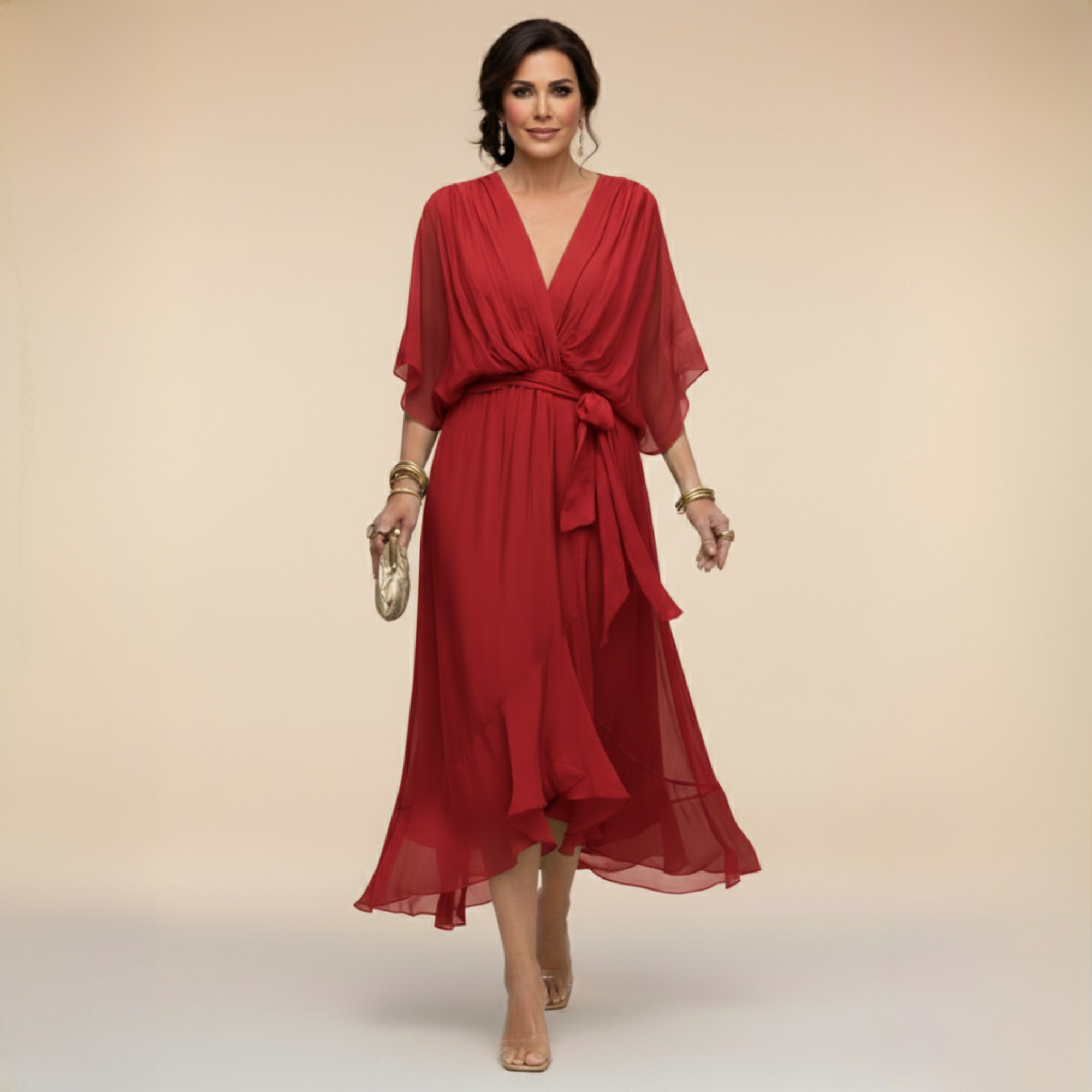 Opal™ | Vestido midi elegante con escote en V