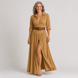 Lelivilia™ | Vestido maxi largo con cuello en muesca