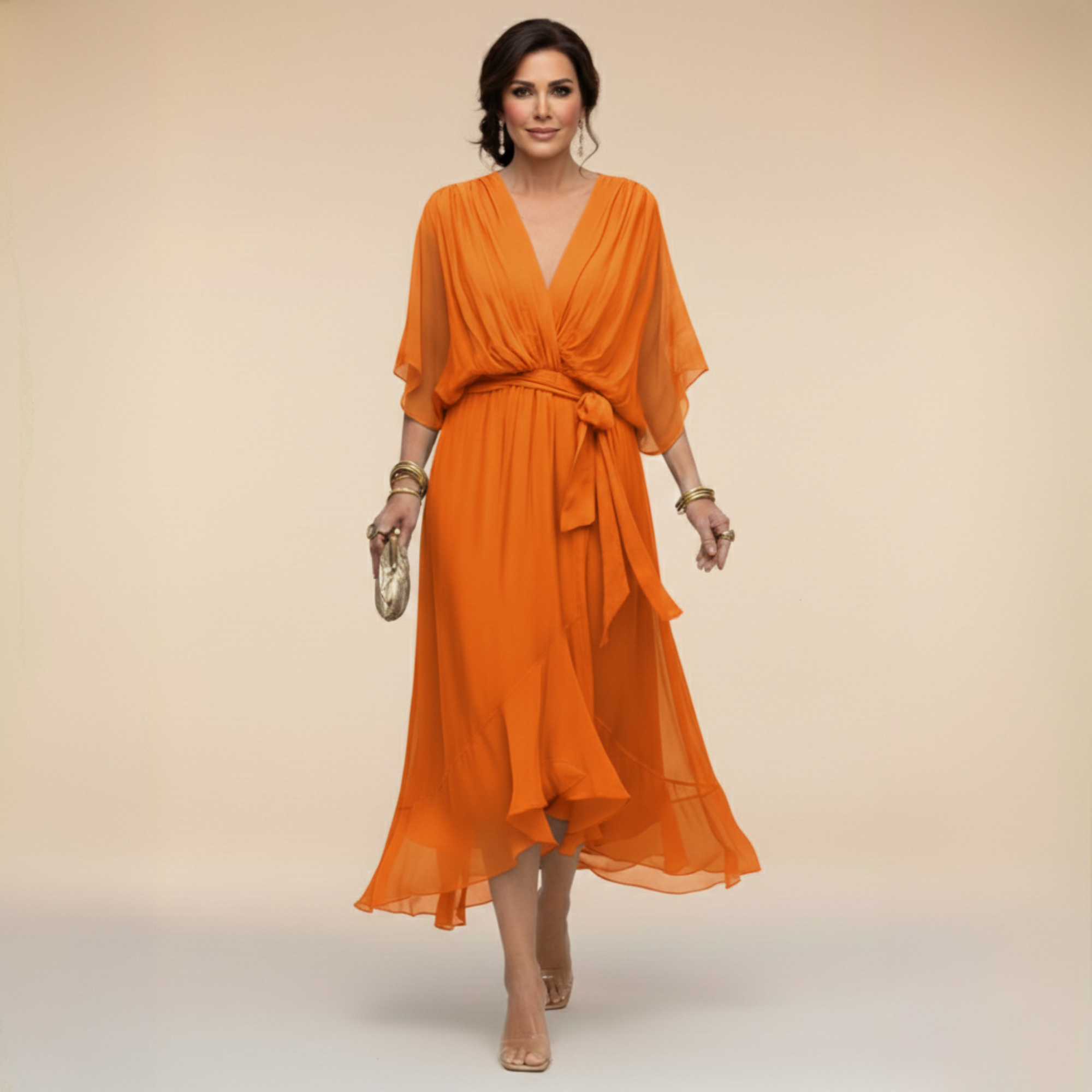 Opal™ | Vestido midi elegante con escote en V