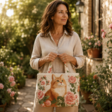 Bolso Artesanal | Gato Naranja con Rosas