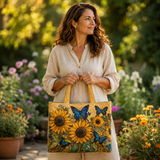 Bolso Artesanal | Girasoles y Mariposas Azules