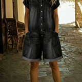 Elvora™ | Mono de denim con cuello y mangas cortas