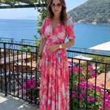 Ione™ | Vestido midi de manga corta con escote en V y estampado floral