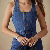 Celia™ | Mono Denim con escote en U