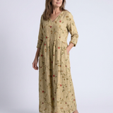 Marina™ | Vestido maxi floral con escote en V y mangas tres cuartos