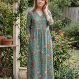 Marina™ | Vestido maxi floral con escote en V y mangas tres cuartos