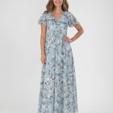 Ismeria™ | Vestido maxi de chifón con estampado floral
