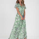 Ismeria™ | Vestido maxi de chifón con estampado floral