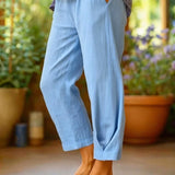 Provenza™ | Pantalones recortados de lino de color liso