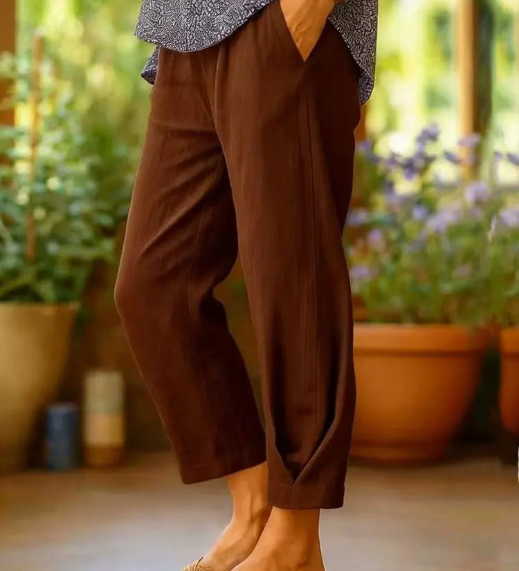Provenza™ | Pantalones recortados de lino de color liso