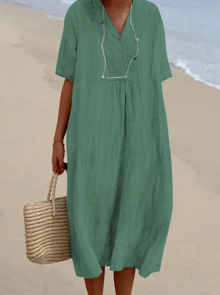 Silvana™ | Vestido maxi texturizado de corte holgado