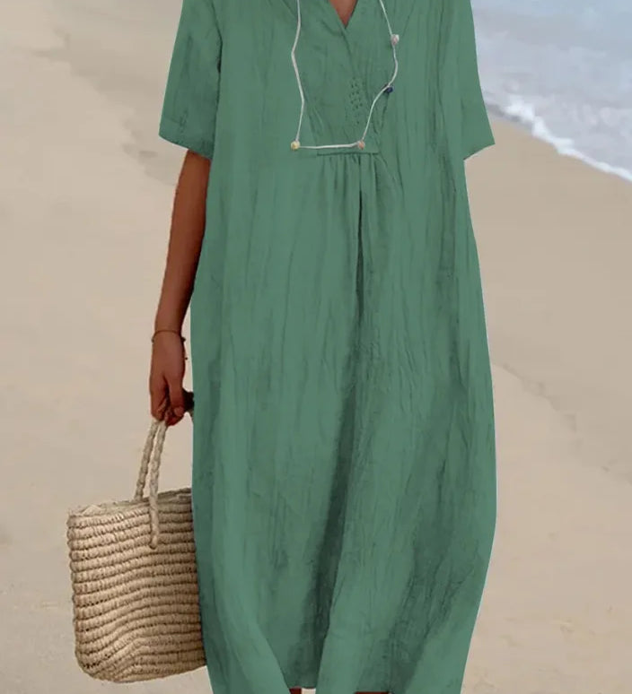Silvana™ | Vestido maxi texturizado de corte holgado