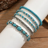 Set de pulseras boho con cuentas turquesas