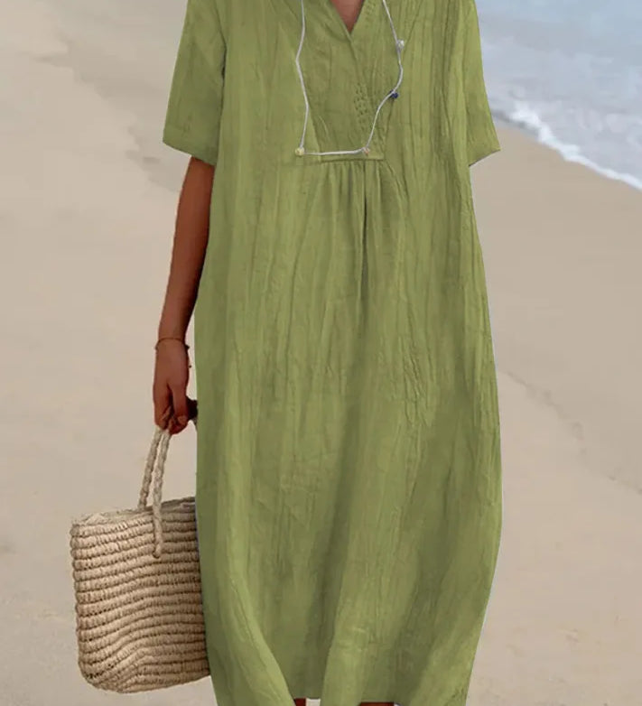 Silvana™ | Vestido maxi texturizado de corte holgado