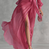 Beatrice™ | Elegante vestido largo de chiffon con escote en V y lazo en la cintura