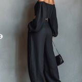 Tess™ | Conjunto de hombros al descubierto con pantalón ancho