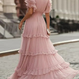 Zoe™ | Vestido maxi de boda elegante en rosa claro