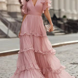 Zoe™ | Vestido maxi de boda elegante en rosa claro