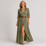 Lelivilia™ | Vestido maxi largo con cuello en muesca