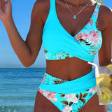 Jolina™ | Bikini de dos piezas con estampado floral y contraste