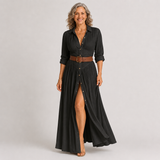 Lelivilia™ | Vestido maxi largo con cuello en muesca