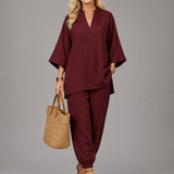 Georgiana™ | Túnica con escote en V y pantalón fruncido