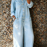 Noa™ | Mono de denim con escote de hombro descubierto