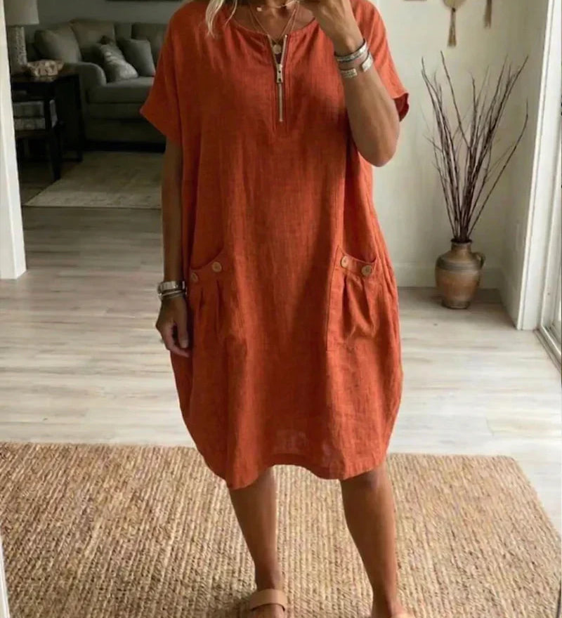 Pascale™ | Vestido maxi con cremallera frontal