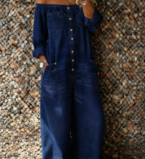 Noa™ | Mono de denim con escote de hombro descubierto