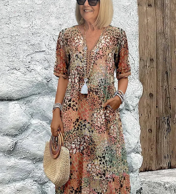 Roxanne™ | Vestido midi envolvente floral vibrante