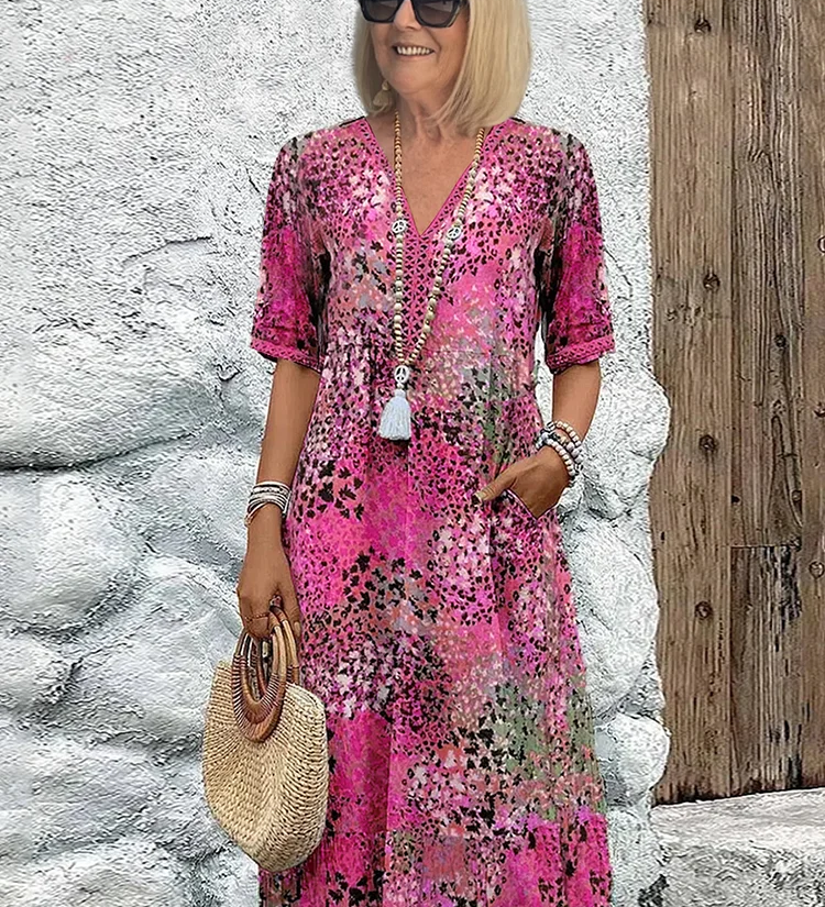 Roxanne™ | Vestido midi envolvente floral vibrante