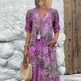 Roxanne™ | Vestido midi envolvente floral vibrante