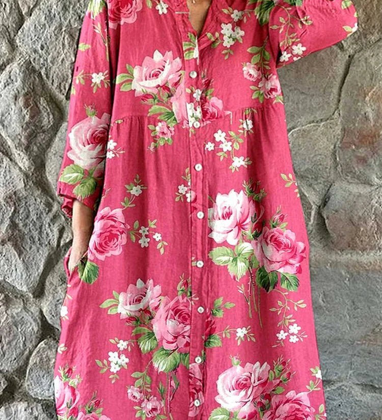 Mathilde™ | Vestido maxi floral artístico