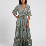 Evadne™ | Vestido maxi floral de manga corta con escote en V