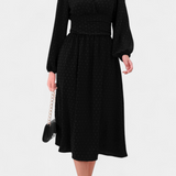 Faela Vestido Midi de Oficina con Lunares Suizos