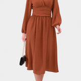 Faela Vestido Midi de Oficina con Lunares Suizos