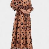 Iolanda Vestido Maxi de Encaje Floral con Mangas de Linterna