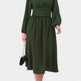 Faela Vestido Midi de Oficina con Lunares Suizos