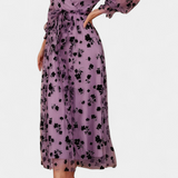 Iolanda Vestido Maxi de Encaje Floral con Mangas de Linterna