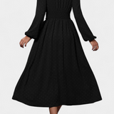 Faela Vestido Midi de Oficina con Lunares Suizos